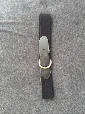 Classic Black Elastic Belt with Silver Buckle